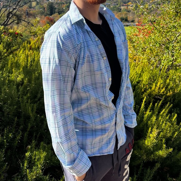 VAN HEUSEN MEN FLEX SLIM FIT LONG SLEEVE BUTTON DOWN SHIRT CHECK PLAID SUIT STUD - Picture 2 of 16